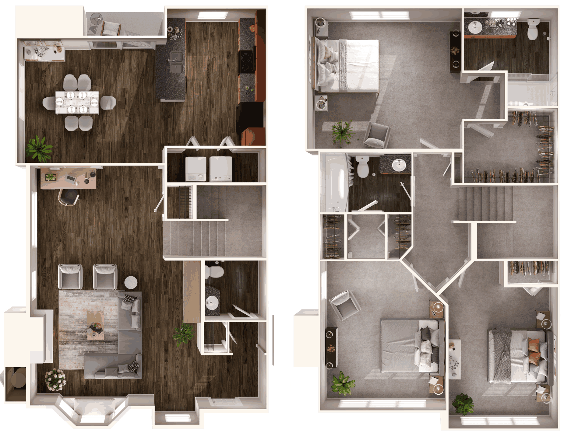 Floor plan for 3 beds, 2.5 baths, 1540 sqft